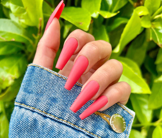 pink nails | matte nails | press on nails | summer nails | simple nails | coffin Xl nails